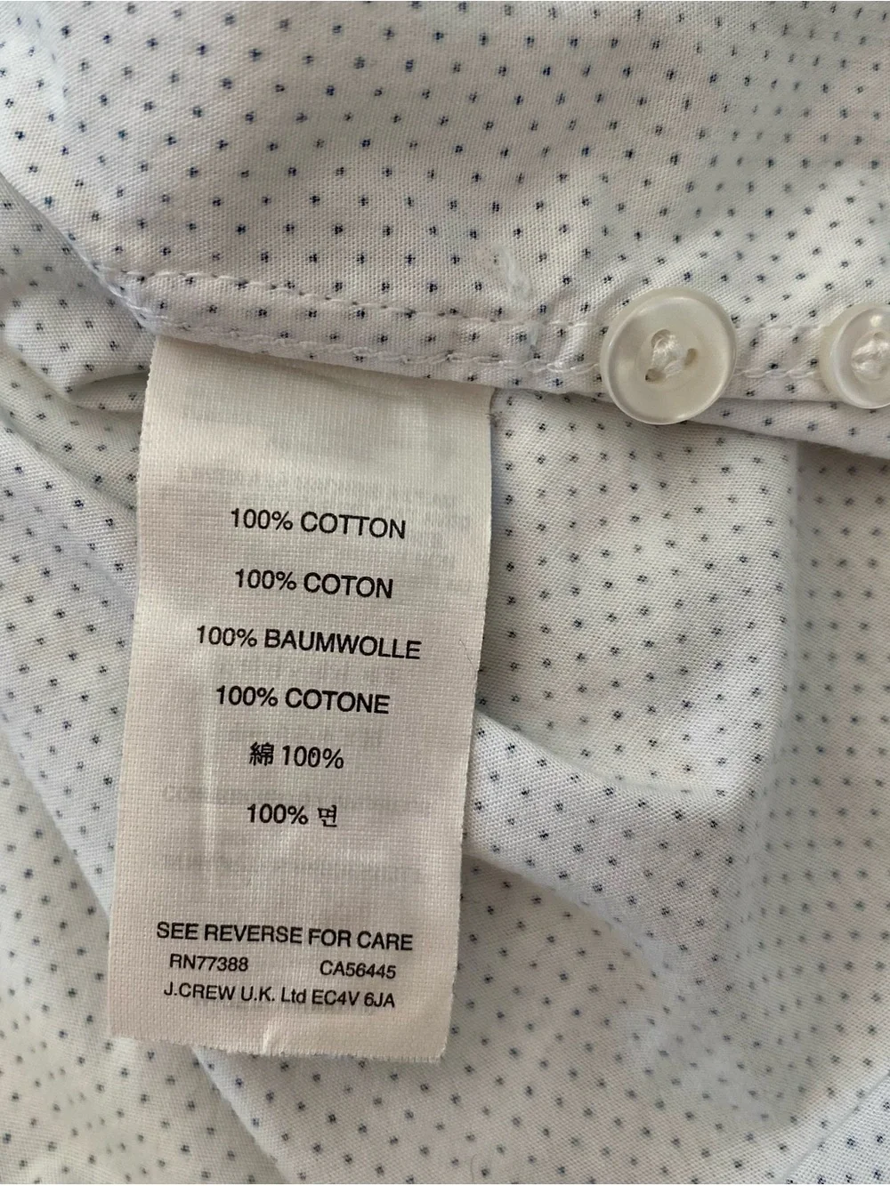 J.Crew Men's Slim Fit Button Down Shirt Micro Navy Polka Dot White, size M